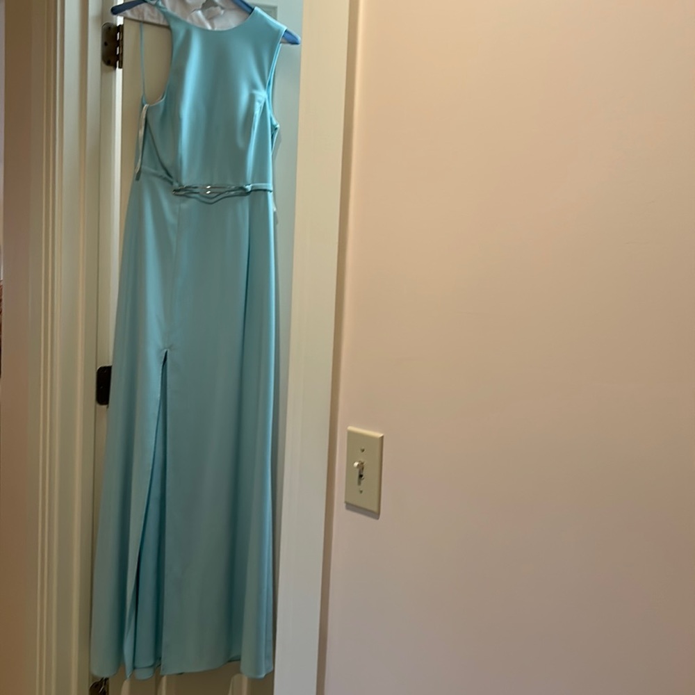 Halston Heritage light blue evening gown